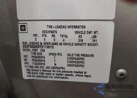 2000 Pontiac Firebird из США, поврежденный, VIN 2G2FS22K9Y2110610